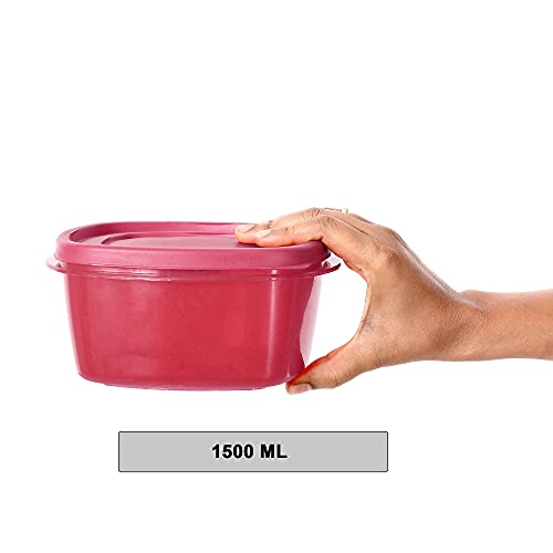 Image of Cutting EDGE Snap Tight Eco Plastic Container Set for Pickle, Sauces, Spices, Dry Fruits, Travelling, 12-Pieces (1.5 L, Pink)