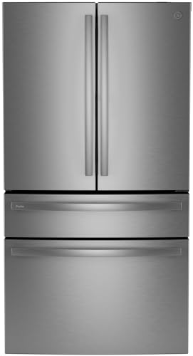 GE Profile 28.7 cu. ft. 4-Door French Door Refrigerator in Stainless Steel with Dual-Dispense Autofill Pitcher PGE29BYTFS
