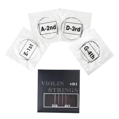 HUANIZI Violin Strings Replacement Full Set With Stainless Steel Core Nickel Plated Ball End Musical Instrument Part Replacement Set Of 4 Strings, copper alloy