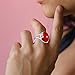 DALEGEM Natural Clear Transparent Crystal Ring for Women,S925 Sterling Silver Real Genuine Red Ruby Garnet Agate Onyx Quartz Gemstone Turkey Ring Jewelry (Stone_A, 11)