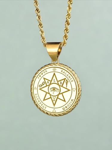 Collier pendentif pièce gravée sceau occulte argent or LKBEADS - 3