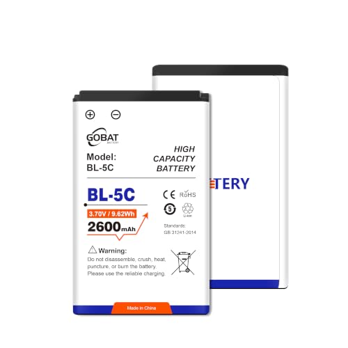 GOBAT 2Pcs BL-5C Battery 2600mAh High Capacity Battery Compatible for Devices Uses BL-5C Batteries Radio BT Speaker Camera