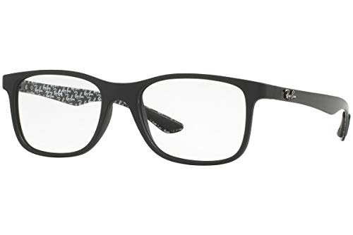 Ray-Ban RX8903 Square Prescription Eyeglass Frames, Matte Black/Demo Lens, 55 mm