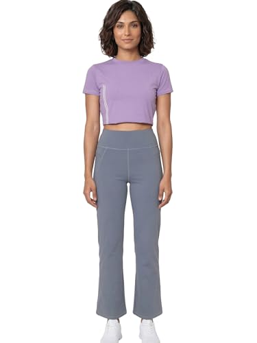 Image of Enamor High Rise Full Length Pull on Boot Cut Active Pant for Women - Relaxed Fit, Quick Dry, Antimicrobial - A402