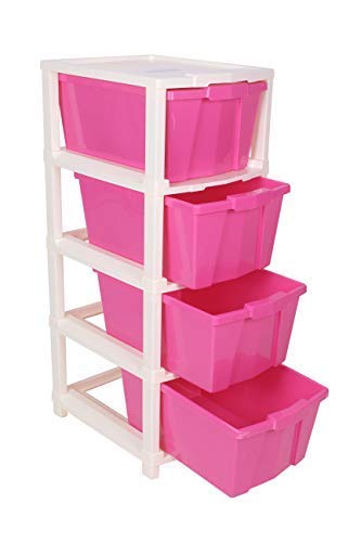 Image of Joyful Studio 4 XL Plastic Modular Drawer System, Pink Colour by DFO (31cmx39cmx80.9 cm as per Lable from Manufacturer)