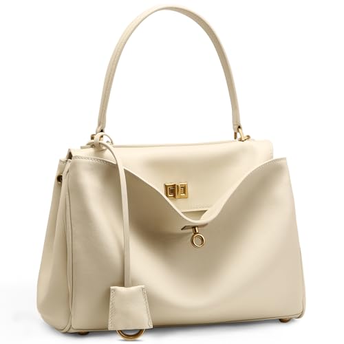 Genuine Leather Tote Bag for Women: Soft Leather Shoulder Handbags - Ladies Satchel Crossbody Purse for Travel Work (Medium)