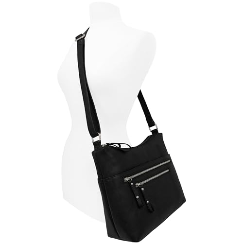 Bueno of California Granada Leather Double Top Zip Shoulder, Black4