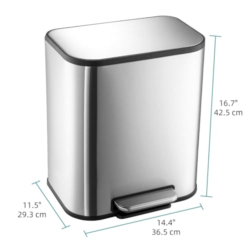 Caneca de Basura Rectangular de Acero Inoxidable 20 L miniatura 4