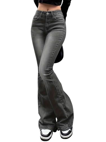ORANDESIGNE Flared Jeans Damen Bootcut Jeans Stretch High Waist Schlaghose Bootcut Jeanshosen A Grau XS ORANDESIGNE Flared Jeans Damen Bootcut Jeans Stretch High Waist Schlaghose Bootcut Jeanshosen A Grau XS