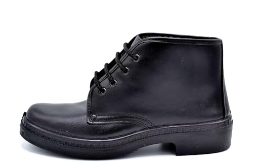 Botas Negras de Piel con Cordones para hombre – Suela de Caucho Antideslizante – Botas clásicas para Trabajo y Uso Diario (negro, Sistema tallas calzado EU, Adulto, Números, mediano, 40)