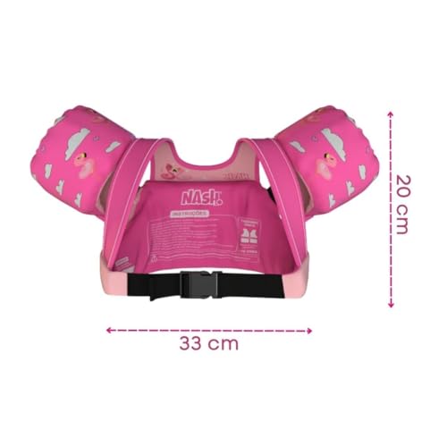 Kit Bóias Ajustaveis Tubarão Flamingo Colete Salva Vidas Infantil Piscina Nash