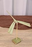 Bamboo Dragonfly Set Mortise-Tenon Balance Dragonfly with Square Stable Base Bamboo Toy Balancing Dragonflies for Desk Home Decor Birthday Gifts,Green