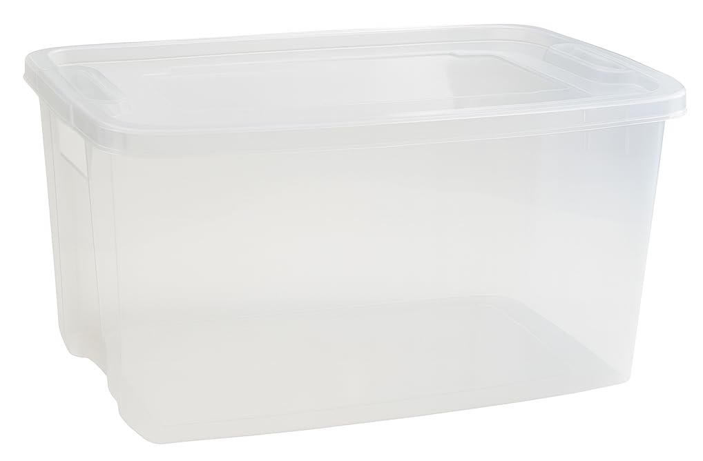 Muddy Hands Clear Heavy Duty 42 Litre Plastic Storage Box With Lid - Extra Strong Stackable Storage Container For Home, Office, Toys & Garage Organisation