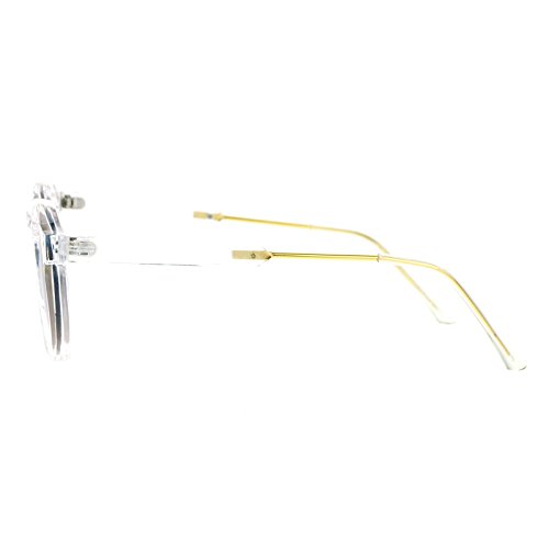 SA106 Retro Clear Frame Keyhole Mirrored Lens Sunglasses3