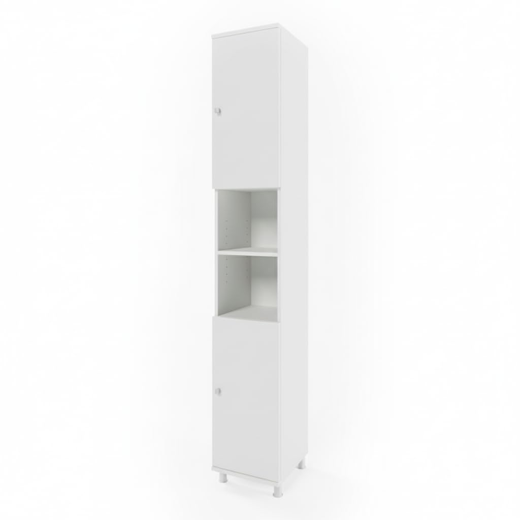 Vicco Armario de baño Fynn, Blanco, 30 x 190 cm | para guardar artículos de baño y toallas