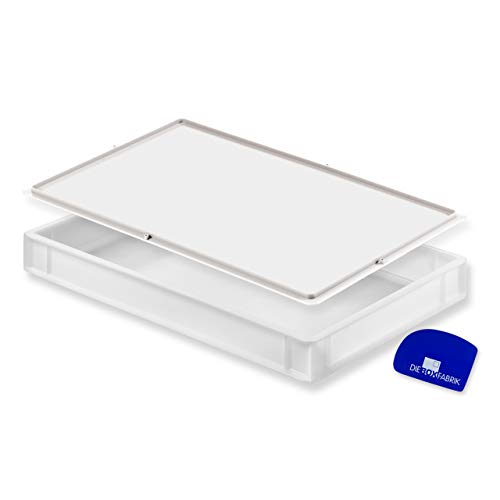 Pizzaballenbox mit Deckel (60 x 40 x 7,6 cm) Kunststoffbehälter für Pizzateig, Stapelbehälter, Teigwanne, Gärbox, Teigbox (1x Box mit Deckel)
