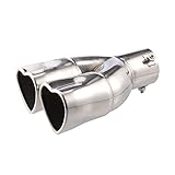 X AUTOHAUX 63mm 2.48' Inlet Straight Type Heart Shape Universal Exhaust Pipe Muffler Tip Tailpipe...