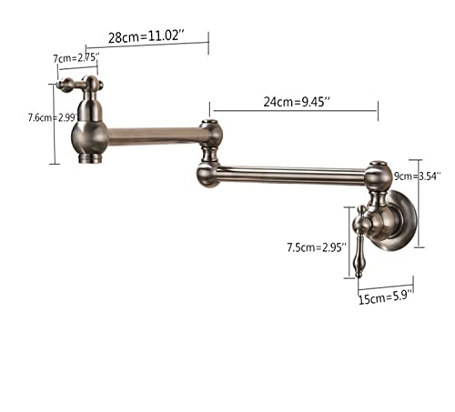 Robinet de lavabo mural avec bec rotatif pivotant