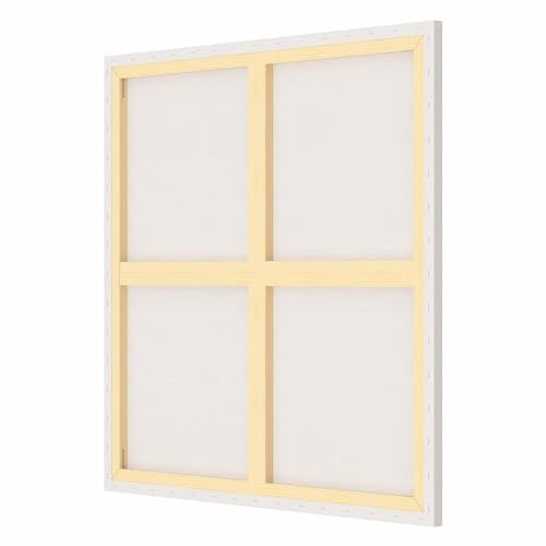 Image of Artist Standard Series 10 Oz (440 GSM) 100% Cotton Pre-Stretched Canvas with Wooden Frame 18x40 mm | Primed Canvas Stretched for Oil & Acrylic Painting 30 inch x 30 inch (75x75 cm), Pack of 2