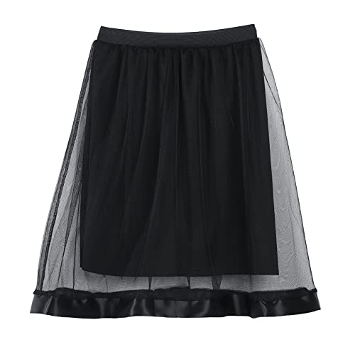 【ぴゅありぼん】ロング丈 チュールスカート シースルー 透け感 ハイウエスト レディース フリーサイズ TOKYO GOODS MARKET (F、黒)