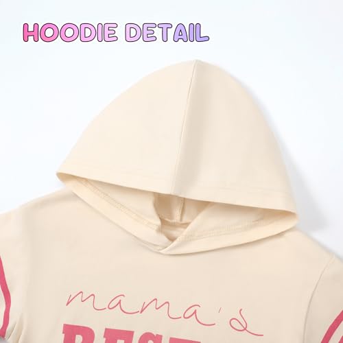 Image of WESIDOM Toddler Girl Clothes Letter Print Drop Shoulder Hoodie Sweatsuits and Short Set 2 Piece Outfit Little Girls Tracksuit