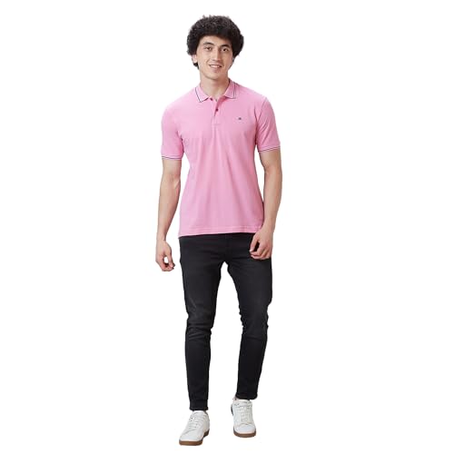 Image of Raymond Contemporary Fit Pure Cotton Solid Pattern Polo Neck Casual T-Shirt