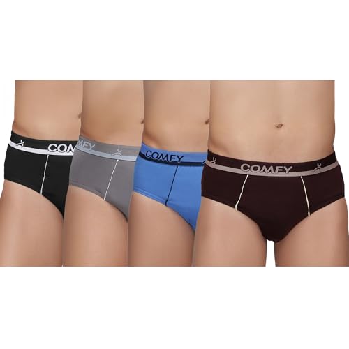 Image of Amul Comfy Men's Pure Cotton Multi Color Brief Pack of 4 (Assorted Colour May Vary)