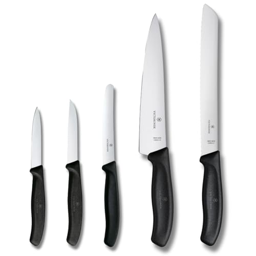 Victorinox Swiss Classic, set coltelli da cucina (5 pezzi) in confezione regalo, con lame in acciaio inox, nero