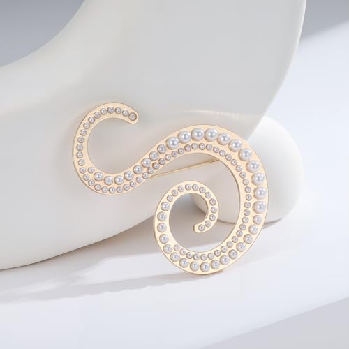 Image of Initial Letter Brooch Pin Pearl Letter Brooches Golden Pins Accessories Jewelry Birthday Chrisrmas Gift for Women
