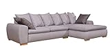  Ecksofa mit Schlaffunktion und Bettkasten sowie wasserabweisenden Webstoff Grau/Hellgrau  Gemütliches L-Sofa mit Longchair im modernen Look