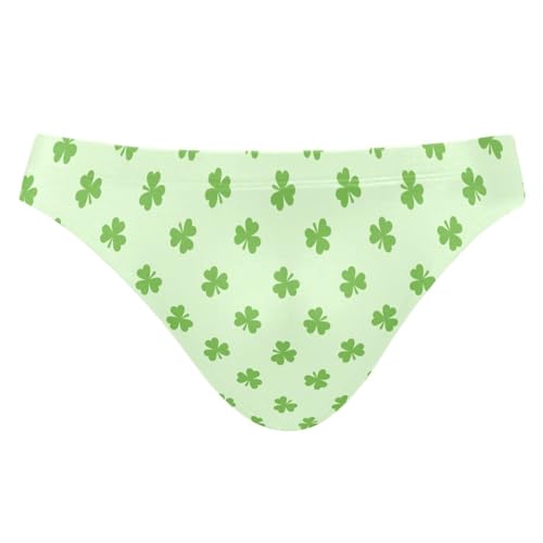 JHKKU Mens St Patricks Day Shamrock Swim Briefs Fashion Low Rise Bikini Swimwear Beach Swimsuits with Drawstring XL