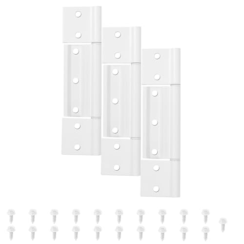Aocies 3-Pack Matte White Screen Door Hinges, 1/8 Inch Grooved Center Storm Door Hinge Aluminum for Interior Exterior Kitchen Cabinet, Most Screen Doors