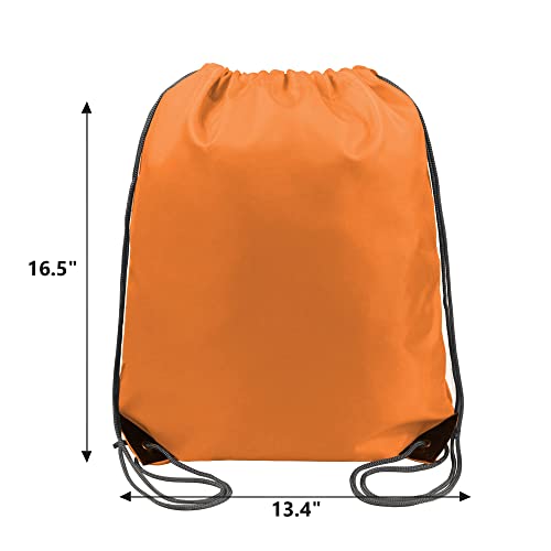 Image of BeeGreen 20 Pieces Orange-String-Bag-Pack-Bulk Durable Cinch Gym Sacks Backpacks Large Size for Christmas Sports Storage Travel Pull String Sackpack for Women and Men