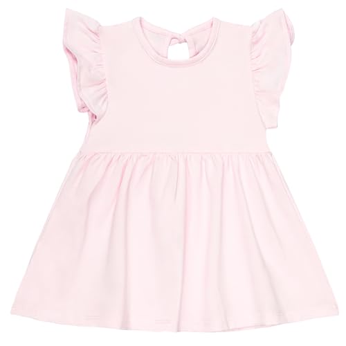 2Pack Toddler Baby Girl Boho Dress Cotton Ruffle Sleeve Solid Floral Print Summer Beach Sundress3