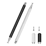 Lot de 2 stylets pour tablette avec design 2 en 1, stylet universel pour téléphone portable, écran tactile pour toutes les tablettes, compatible avec iPad, Samsung, Huawei, Android, blanc/noir