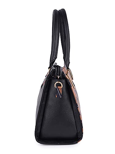 Image of LAPIS O LUPO Women Fashion Leaf Print Design Handbags Synthetic Leather Top Handle Satchel Purse With Sling
