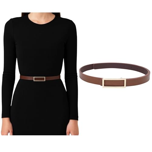 Image of Crusset Stylish Faux Leather Waist Belt for Women - Adjustable for Jeans, Dresses & Saree - Fashionable & Comfortable|Tan Color Belt|QA4691