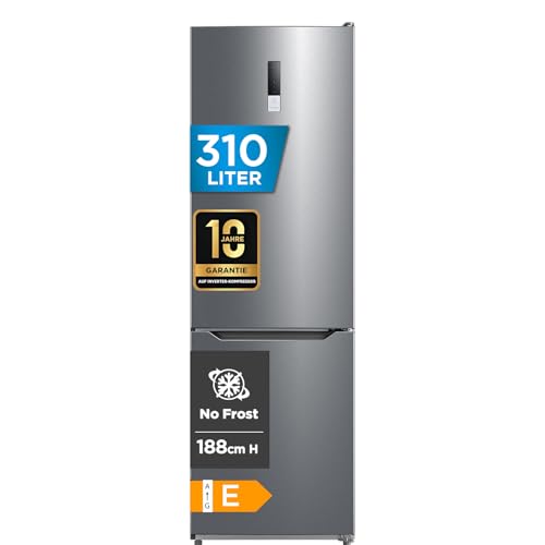 Midea MDRB424FGE02OA Kühl-/Gefrierkombination/188 cm Höhe/NoFrost/LED-Beleuchtung/Hochwertiger GMCC-Kompressor / Elektronische Steuerung/Zuverlässige Gefrierleistung/235 kWh/Jahr/224L Kühlteil