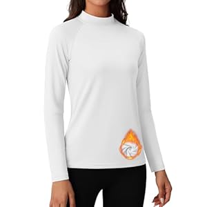 MAGCOMSEN Women’s Thermal Shirts Mock Turtleneck Fleece Lined Long Sleeve Workout Tops Underwear Base Layer Running
