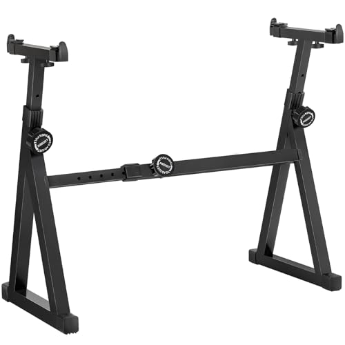 AODSK Heavy-Duty Z-Style Keyboard Stand for Digital Pianos - Adjustable Height 21.2-32.4 Inches, Adjustable Width 21.8-35.2 Inches, Compatible with 61 to 88 Key Keyboards