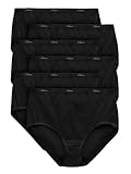 Hanes Women's 6 Pack Core Cotton Brief Panty, Black, Medium