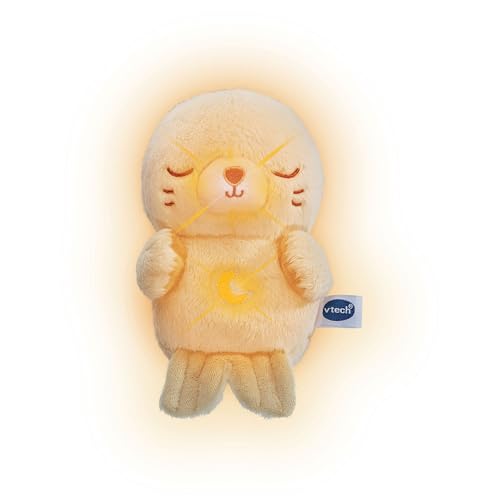 VTech-Baby Pequefoca dormilona Luz de Noche, Peluche Interactivo, Juguete para bebés +0 Meses, Botón Luminoso con melodías relajantes, Versión ESP