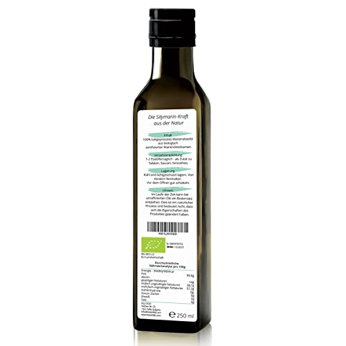 Foto von Mariendistelöl Bio 250ml - nativ, kaltgepresst und unraffiniert, Reines Silymarin aus Mariendistel Samen - vegan, glutenfrei, von BotaniKils
