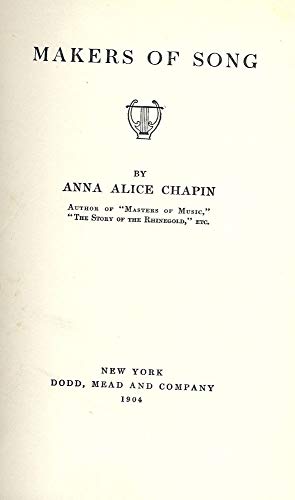 MAKERS OF SONG B001P0MALQ Book Cover