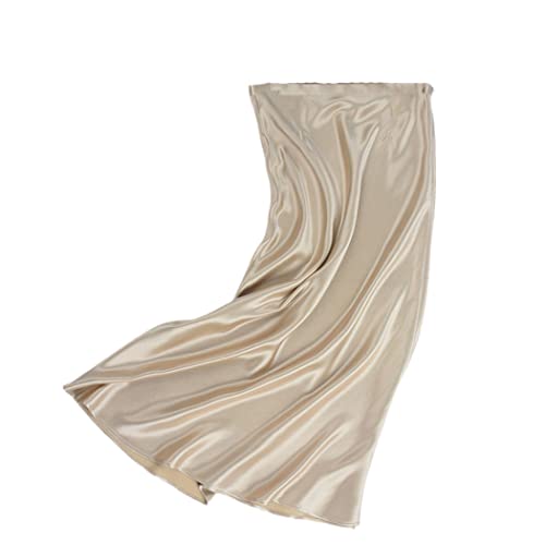 Jupe en satin de soie femme été beige doré taille haute 40