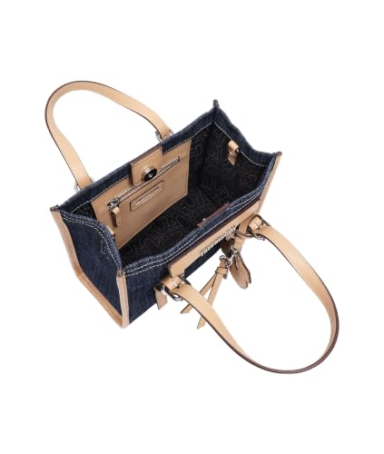 Bolso tote mini de denim True Religion | Denim oscuro | Bolsos tote pequeños para mujer con correa cruzada | Bolso bonito | Bolso diario para mujer miniatura 5