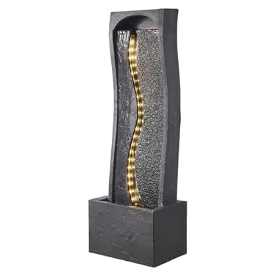 VEVOR Outdoor Water Fountain, 38.58 in Height Fountain and Waterfall, 1-Tier Floor Standing Rock Base Style Fountains with with LED Light and Pump, for Outdoor Indoor Garden, Home, Patio & Backyard