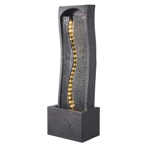 VEVOR Gartenbrunnen für draußen, 98 cm Höhe, moderner Wasserfall, mit LED-Beleuchtung und Pumpe, für Garten, Terrasse, Hinterhof, Heimdekoration, Außenbereich, Büro, Meditationsraum