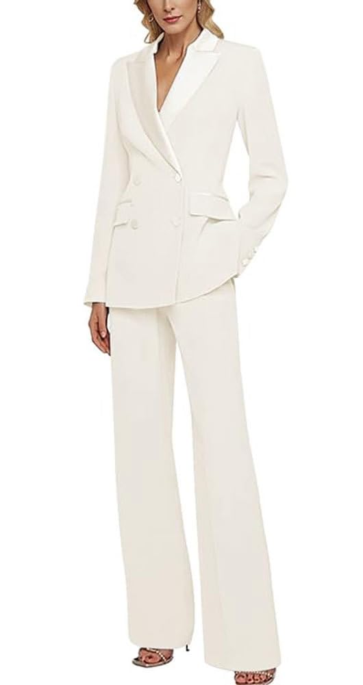 2 PC Womens Suit for Work Professional Slim Fit Business Suit Prom Party Tuxedos