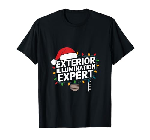 Camiseta divertida con luces navideñas para expertos en iluminación exterior Camiseta